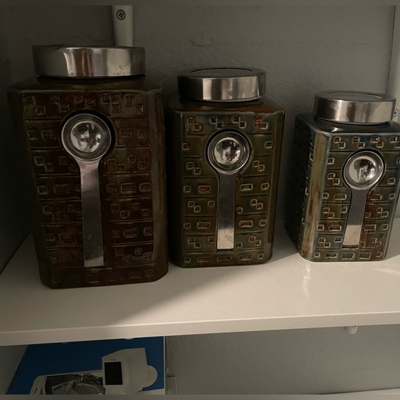 Pier 1 Kitchen Pier Kitchen 3 Piece Canister Set With Spoons Poshmark